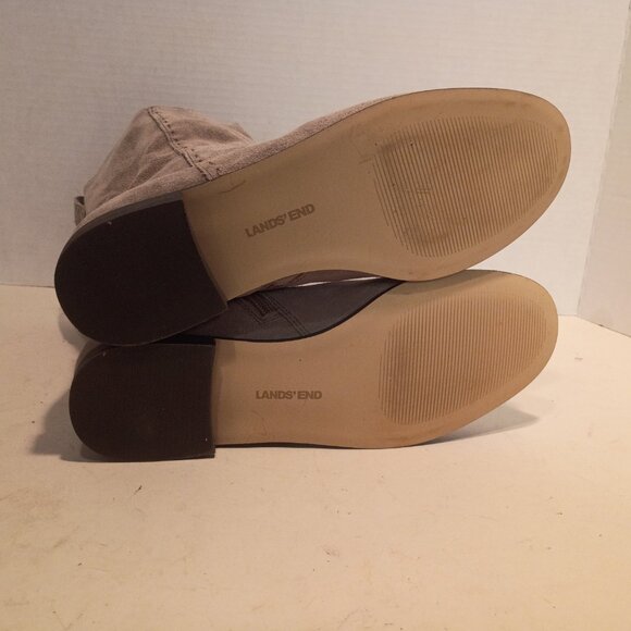 LAND'S END Women's 7.5D US/38 EU Flat Slouchy 9" Boot Warm Graphite Gray Suede - Picture 9 of 13